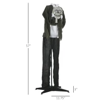 Outsunny 57" Life Size Outdoor Halloween Decorations Hanging Talking Skeleton Ghost, Animated Prop Animatronic Decor with Sound and Motion Activated, Light Up Eyes, Laughter(m-3)