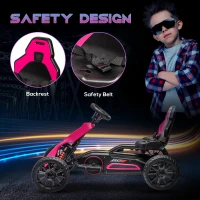 Aosom 12V 7AH Electric Go Kart, Outdoor Racer Car for Kids, with Forward Backward, Adjustable Speed, Ages 3-8 Years Old, Pink(m-6)