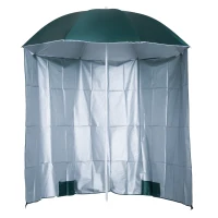 Outsunny Arc. 7ft Fishing Umbrella Beach Parasol with Sides Brolly Shelter Canopy Shade with Carry Bag Dark Green(m-2)