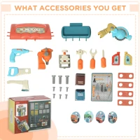 Qaba 47 Pieces Kids Tool Set Children Trolley for 3-6 Years Old(m-7)