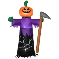 Outsunny 5' Inflatable Halloween Pumpkin Grim Reaper, Blow Up Outdoor LED Yard Display, Waterproof(m-1)