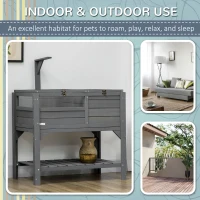 PawHut Tortoise Habitat with Shelf Storage Tortoise Gift Accessory with Weather Protection for Indoor, Gray(m-8)