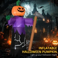 Outsunny 5' Inflatable Halloween Pumpkin Grim Reaper, Blow Up Outdoor LED Yard Display, Waterproof(m-4)