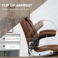 Vinsetto Executive Massage Office Chair with 6 Vibration Points, Heated Faux Leather Computer Desk Chair with Flip-up Armrest, Adjustable Height, Swivel Wheel, Brown(m-7)