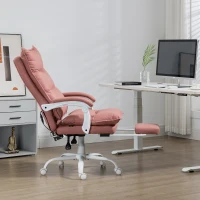 Vinsetto Executive Heated Massage Office Chair, 6-Point Vibrating, Reclining Desk Chair with Footrest, Microfiber, Armrest, Double Padding, Pink(m-8)