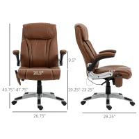 Vinsetto Executive Massage Office Chair with 6 Vibration Points, Heated Faux Leather Computer Desk Chair with Flip-up Armrest, Adjustable Height, Swivel Wheel, Brown(m-3)