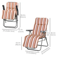 Outsunny Set of 2 Garden Sun Lounger, Outdoor Reclining Seat Cushioned Seat, Foldable Adjustable Recliner, Grey and Orange(m-3)
