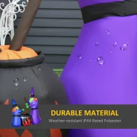 HOMCOM 6' Halloween Inflatables Outdoor Decorations Witches With Cauldron LED Light, Blow Up LED Yard Decor for Garden, Lawn, Party, Holiday(m-6)