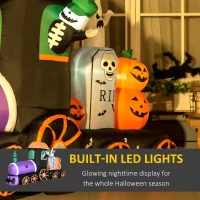 HOMCOM 8' Inflatable Halloween Spooky Train with Skeleton and Graveyard, Blow Up Outdoor LED Yard Display, Waterproof(m-5)