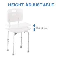 HOMCOM Bath Chair with Back, Adjustable Height Non-slip Shower Stool Bench Tool-Free Assembly Bathroom Aids, White(m-5)