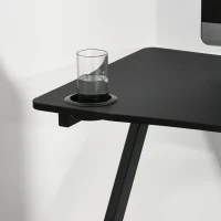 HOMCOM 47 inch Gaming Computer Desk, Home Office Gamer Table Workstation with Cup Holder, Headphone Hook, Cable Management, Carbon Fiber Surface(m-9)