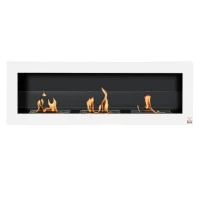 HOMCOM Ethanol Fireplace, 47.25" Wall-Mount 0.3 Gallon Steel 215 Sq Ft., Burns up to 3 Hours, White(m-1)