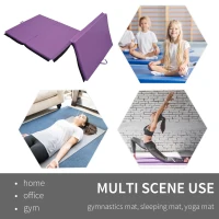 Soozier 4'x10'x2'' Folding Gymnastics Tumbling Mat, Exercise Mat  with Carrying Handles for Yoga, MMA, Martial Arts, Stretching, Purple(m-5)