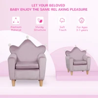 Qaba Kids Sofa, Armrest Chair for Preschool, Toddler Couch for Kids Room, Kindergarten, Dutch Velvet, Eucalyptus Wood, Purple(m-5)