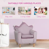 Qaba Kids Sofa, Armrest Chair for Preschool, Toddler Couch for Kids Room, Kindergarten, Dutch Velvet, Eucalyptus Wood, Purple(m-6)