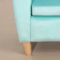Qaba Kids Sofa, Armrest Chair for Preschool, Toddler Couch for Kids Room, Kindergarten, Dutch Velvet, Eucalyptus Wood, Light Blue(m-10)