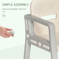 Qaba Wooden Kids Table and Chair Set with Toy Storage Bench and 2  Chairs for Indoor Writing Reading Dinning, Grey/White(m-7)