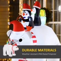 HOMCOM 7 ft Polar Bear and Penguins Christmas Inflatable, LED Lighted Outdoor Holiday Blow Up Yard Decoration(m-5)