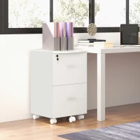Vinsetto 2 Drawer File Cabinet with Lock, Small Rolling Filing Cabinet for A4, Letter-Size Documents, Printer Stand for Home Office, 17" x 17.75" x 28.25", White(m-1)