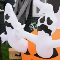 HOMCOM 6' Halloween Inflatables Outdoor Decorations Jack-O-Lantern Pumpkin and Ghosts , Blow Up LED Yard Decor for Garden, Lawn, Party, Holiday, Waterproof(m-8)