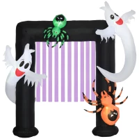 HOMCOM 8' Inflatable Halloween Archway with Ghosts and Spiders, Blow Up Outdoor LED Yard Display, Waterproof(m-1)