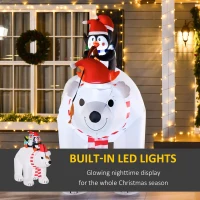 HOMCOM 7 ft Polar Bear and Penguins Christmas Inflatable, LED Lighted Outdoor Holiday Blow Up Yard Decoration(m-4)