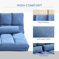 HOMCOM Recliner Sofa, Convertible Floor Sofa Chair with 2 Pillows, Adjustable Backrest and Headrest, Blue(m-6)