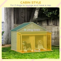 PawHut Wooden Dog House Outdoor for 2 Medium Small Dogs with Porch(m-4)