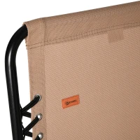 Outsunny Patio Folding Chair, Outdoor Bungee Sling Chair w/ Armrests, Portable Lawn Chair for Camping, Garden, Pool, Beach, Backyard, Beige(m-9)