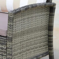 Outsunny 3 Piece Patio Furniture Set w/ Cushions, PE Rattan Outdoor Table And Chairs, 2-Tier Glass Top Coffee Table, Striped(m-8)