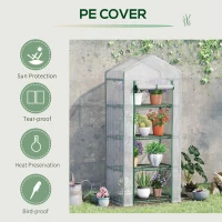 Outsunny 28" x 20" x 63" Portable Greenhouse with 4 Tier Shelves Outdoor Hot House Plant Flower Greenhouse, Steel Frame, PE Cover, White(m-5)