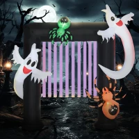 HOMCOM 8' Inflatable Halloween Archway with Ghosts and Spiders, Blow Up Outdoor LED Yard Display, Waterproof(m-2)