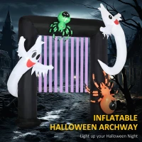 HOMCOM 8' Inflatable Halloween Archway with Ghosts and Spiders, Blow Up Outdoor LED Yard Display, Waterproof(m-4)