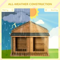 PawHut Wooden Dog House Outdoor for 2 Medium Small Dogs with Porch(m-5)