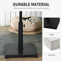 Outsunny 29 lbs Cement Square Market Umbrella Base Holder 16" Heavy Duty Parasol Stand for Patio, Outdoor, Backyard, Black(m-5)
