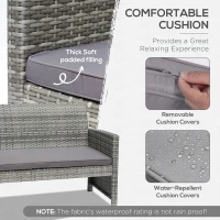 Outsunny 4-Piece Wicker Outdoor Rattan Furniture Set with Loveseat, 2 Chairs, & Coffee Table with UV Fighting Material(m-5)