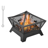 Outsunny 22'' Outdoor Fire Pit, Portable Wood Burning Firepit with Spark Screen, Poker for Patio, BBQ, Camping, Black(m-2)