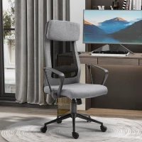 Vinsetto High Back Mesh Office Chair, Computer Chair with Headrest, Adjustable Height, Tilt Function and Armrests, Grey(m-1)