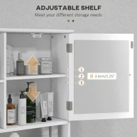 kleankin Wall-Mounted Medicine Cabinet, Bathroom Mirror Cabinet with Doors and Storage Shelves, White(m-6)