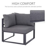 Outsunny Outdoor 6 Piece Aluminum Framed Sectional Sofa Set Conversation Couch Lounger Coffee Table w/ Cushion(m-4)