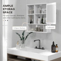 kleankin Wall-Mounted Medicine Cabinet, Bathroom Mirror Cabinet with Doors and Storage Shelves, White(m-5)
