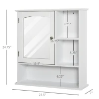 kleankin Wall-Mounted Medicine Cabinet, Bathroom Mirror Cabinet with Doors and Storage Shelves, White(m-3)