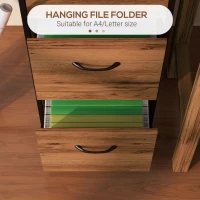 Vinsetto Vertical Filing Cabinet, Tall File Cabinet with 2 Drawers, Hanging Bars for Letter and A4 Size, Rustic Brown(m-4)