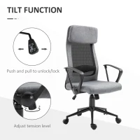 Vinsetto High Back Mesh Office Chair, Computer Chair with Headrest, Adjustable Height, Tilt Function and Armrests, Grey(m-5)