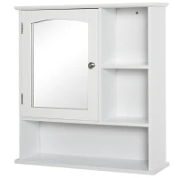 kleankin Wall-Mounted Medicine Cabinet, Bathroom Mirror Cabinet with Doors and Storage Shelves, White(m-2)