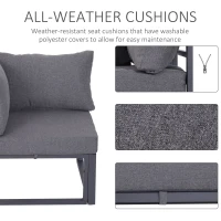 Outsunny Outdoor 6 Piece Aluminum Framed Sectional Sofa Set Conversation Couch Lounger Coffee Table w/ Cushion(m-3)