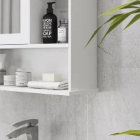 kleankin Wall-Mounted Medicine Cabinet, Bathroom Mirror Cabinet with Doors and Storage Shelves, White(m-10)
