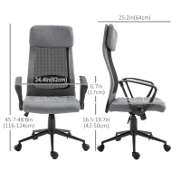 Vinsetto High Back Mesh Office Chair, Computer Chair with Headrest, Adjustable Height, Tilt Function and Armrests, Grey(m-3)