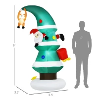 HOMCOM 8ft Inflatable Christmas Tree Decorations with Santa Claus, Outdoor Blow-Up Yard Christmas Decor with LED Lights Display(m-3)