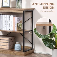 HOMCOM 2-Tier Shelf, Modern Style Bookshelf with Metal Frame for Living Room, Bedroom, and Office, Brown(m-6)